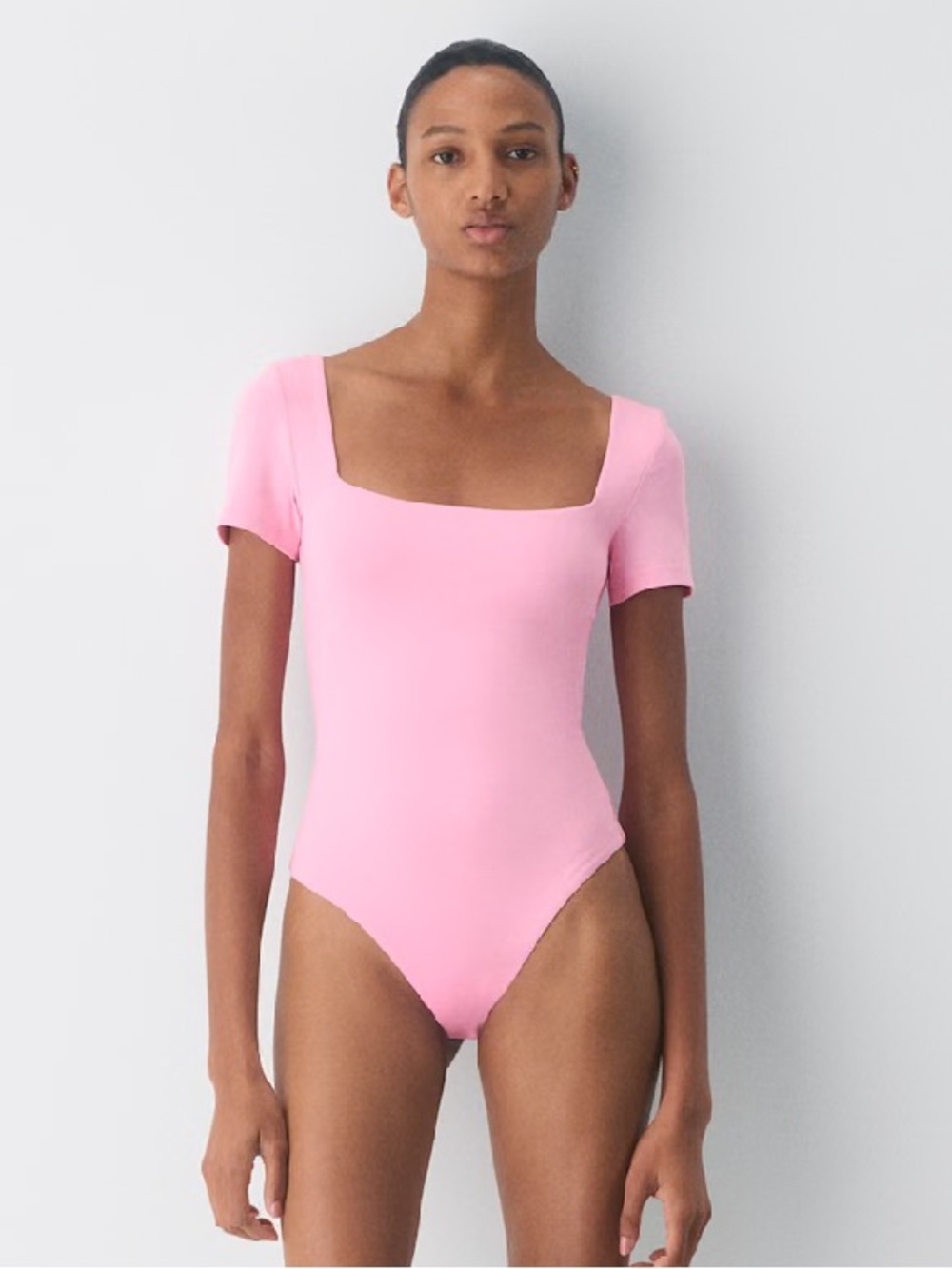 Aritzia Babaton Square Neck Light Gumball Pink One-Piece Bodysuit size XS